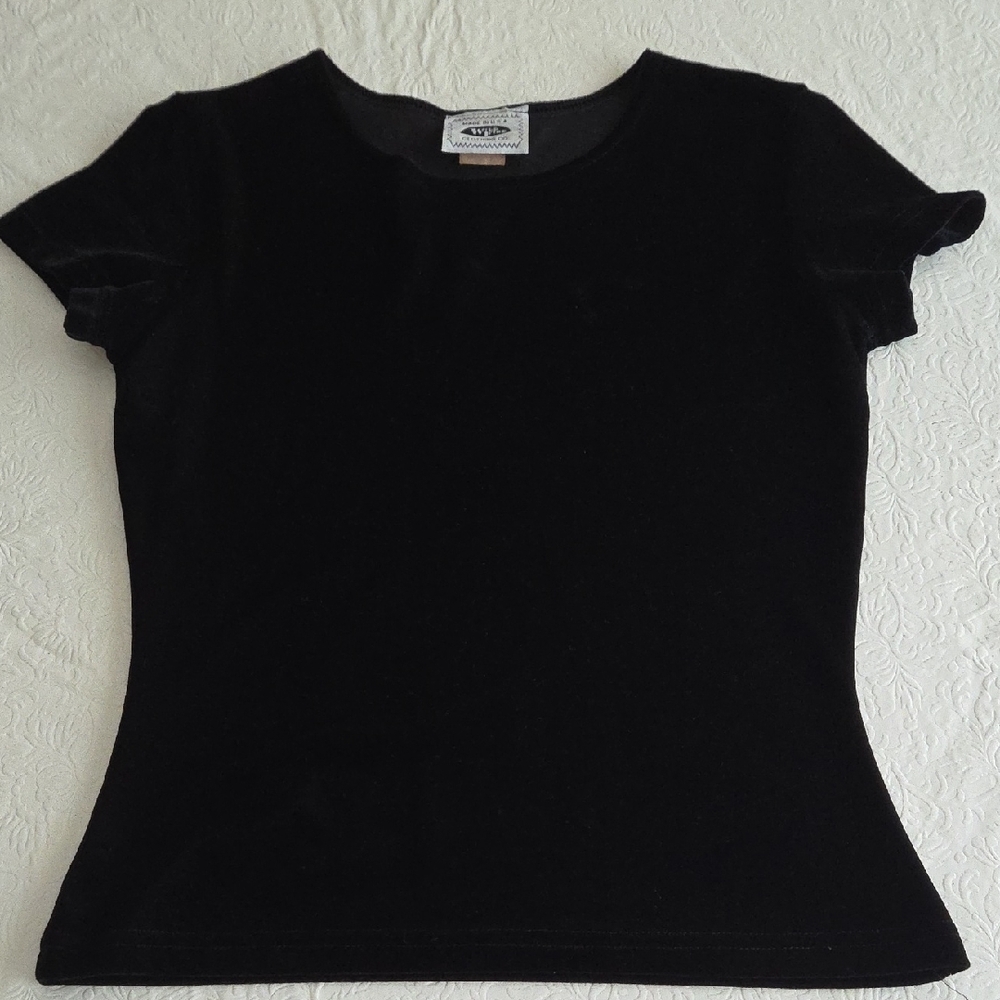 Black Fire Velvety Black Short Sleeve Tee